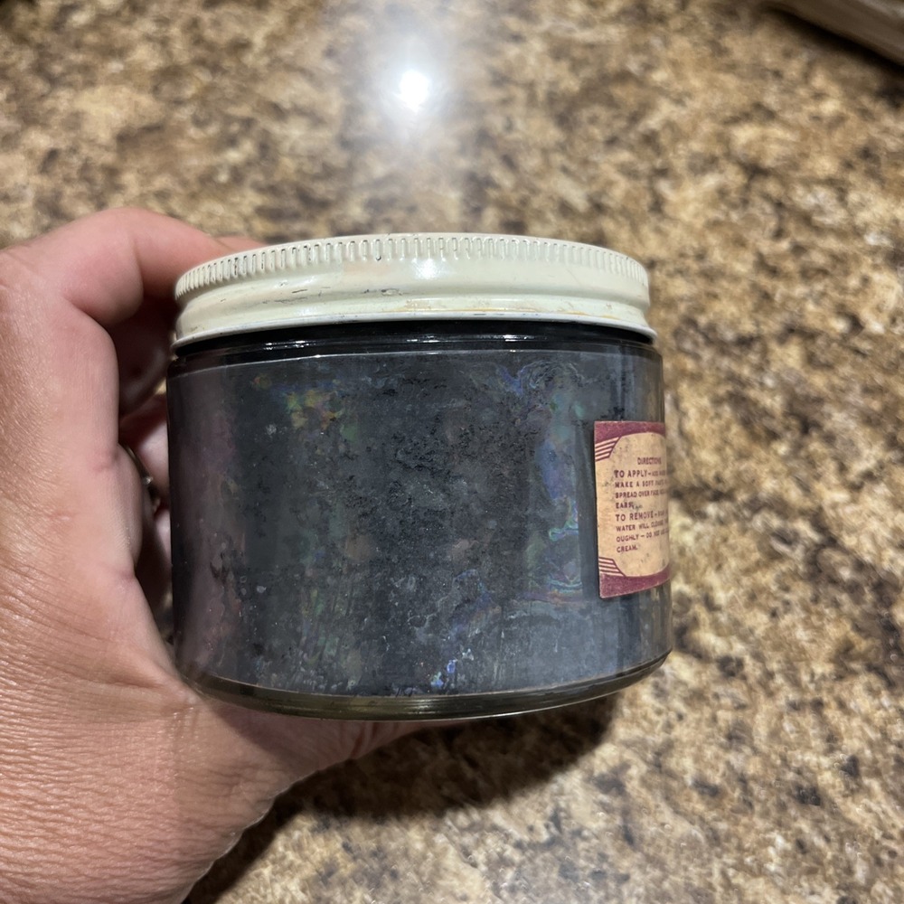 Vtg 1950s Stein's Black Theatrical Paste Make-up Pure Burnt Cork Collectible Jar - Picture 7 of 14